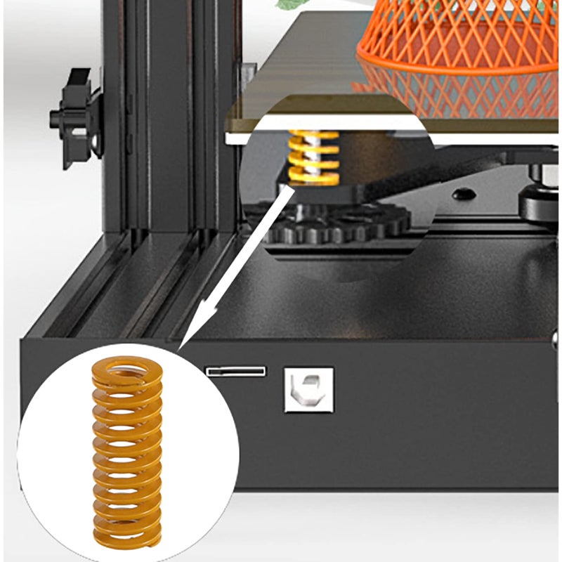 HUAREW 3D Printer Die Spring 8mm OD 20mm Long Light Load Compression Mould Die Spring Yellow Compression Mould Die Spring for The Ender 3s Bed (Pack of 10 Pcs) - Image 4
